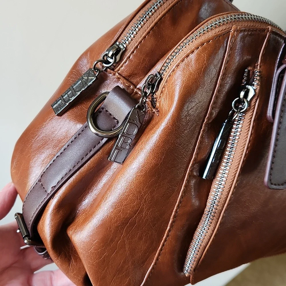 Xidibaoluo Faux Leather Satchel Purse‎ tan brown boho